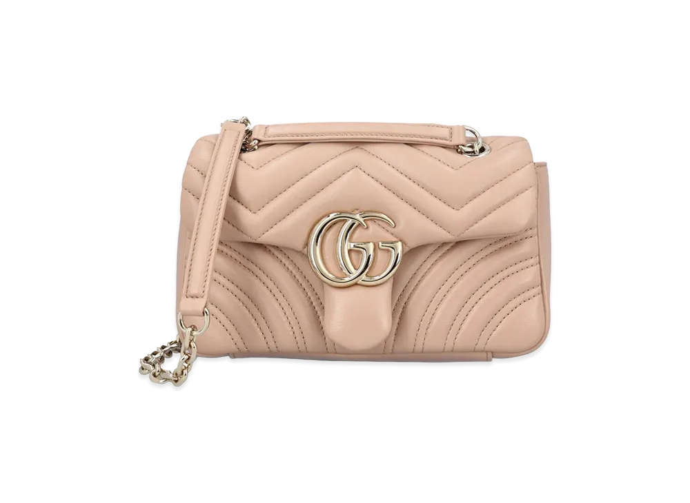 GUCCI Women's Nappa Leather Small GG Marmont Shoulder Bag "Pink"