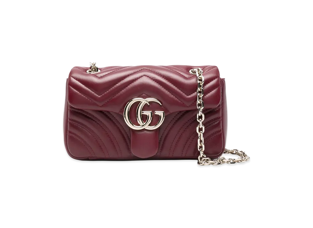 GUCCI Women's Nappa Leather Small GG Marmont Shoulder Bag "Red"