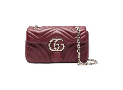 GUCCI Women's Nappa Leather Small GG Marmont Shoulder Bag "Red"