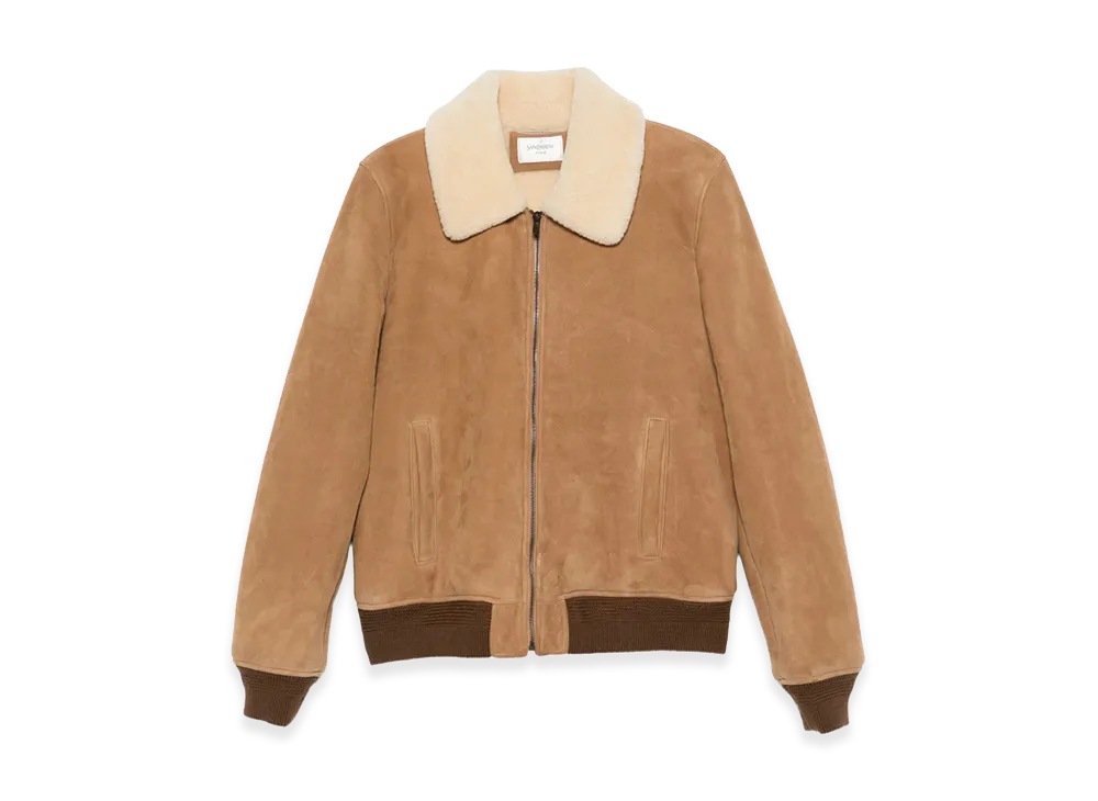 Saint Laurent Leather Outerwear "Brown"