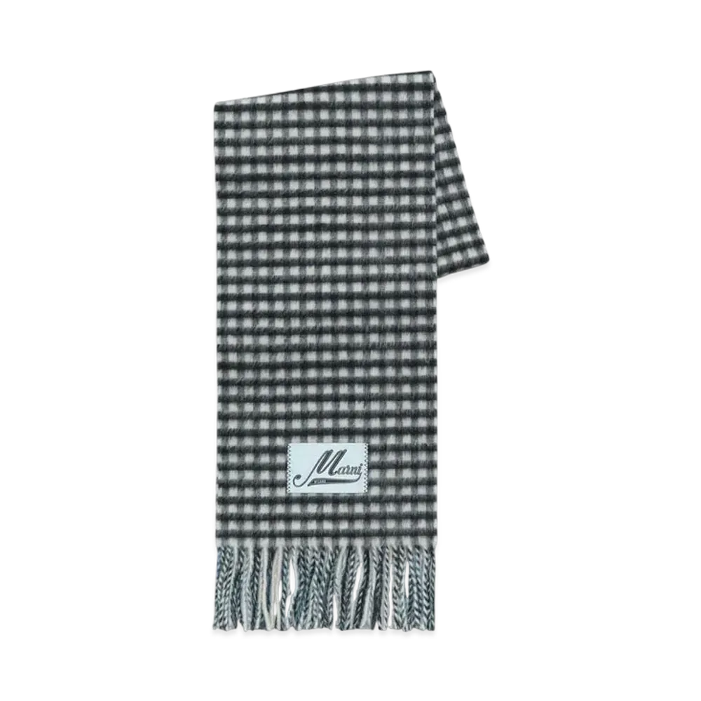 Marni Double Check Wool and Mohair Scarf "Black"