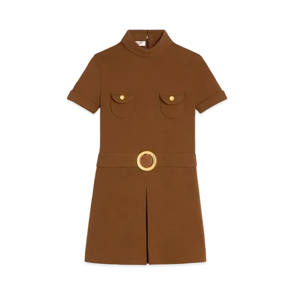 CELINE Mini Dress In Wool Jersey "Ocher"