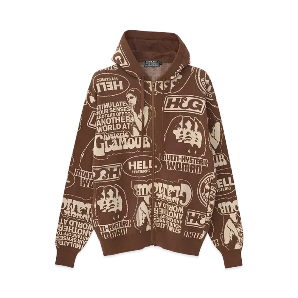 HYSTERIC GLAMOUR Super Hys Pattern Jacquard Hoodie "Brown"
