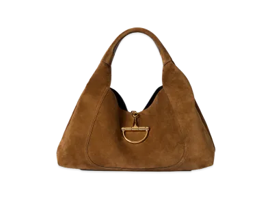 GUCCI Women's Suede Maxi Gucci Softbit Shoulder Bag "Camel"
