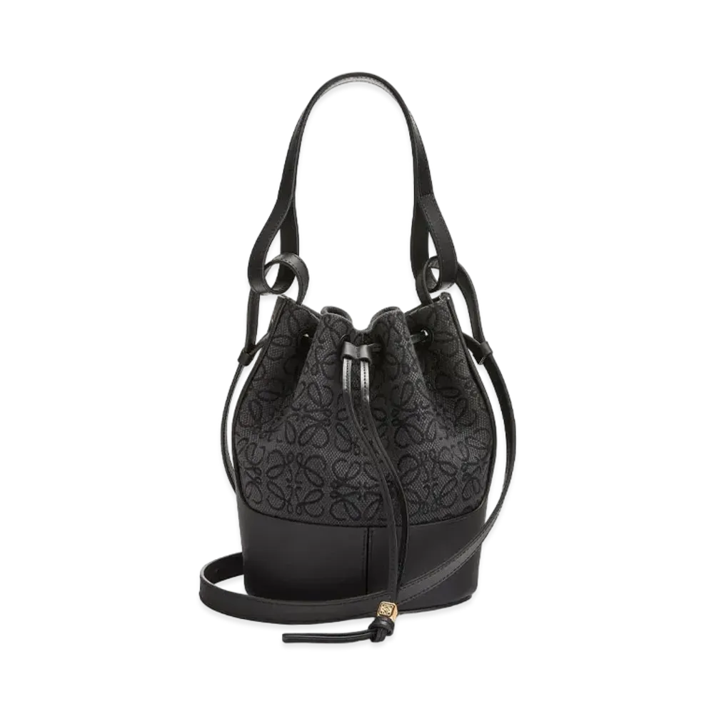 LOEWE Small Balloon Bag In Anagram Jacquard And Calfskin "Anthracite / Black"
