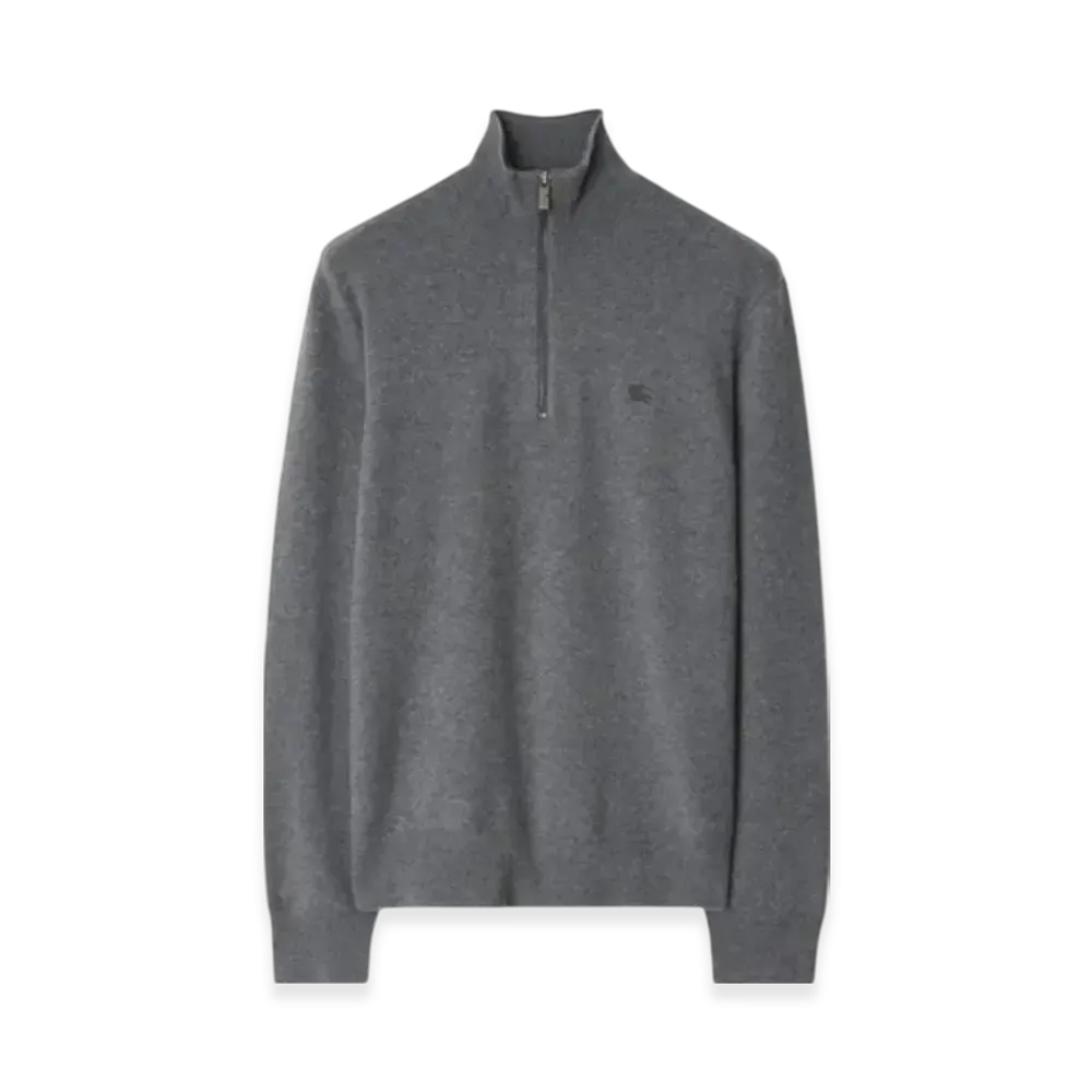 Burberry Cashmere Blend Half-Zip Sweater "Grey"