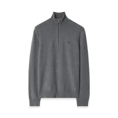Burberry Cashmere Blend Half-Zip Sweater "Grey"