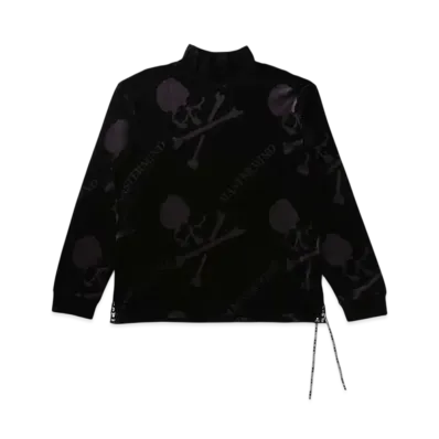 mastermind WORLD Velour All-Over Hi Neck LS Tee "Black Charcoal"