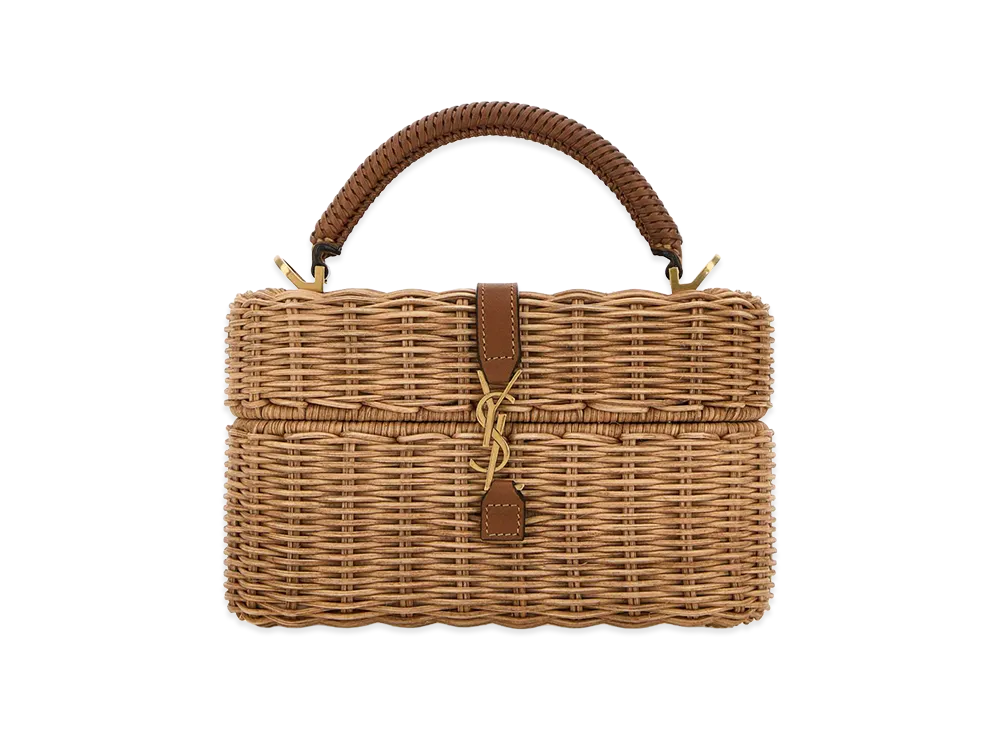 Saint Laurent Women's Wicker Vanity Gaby Handbag "Beige/Tan"