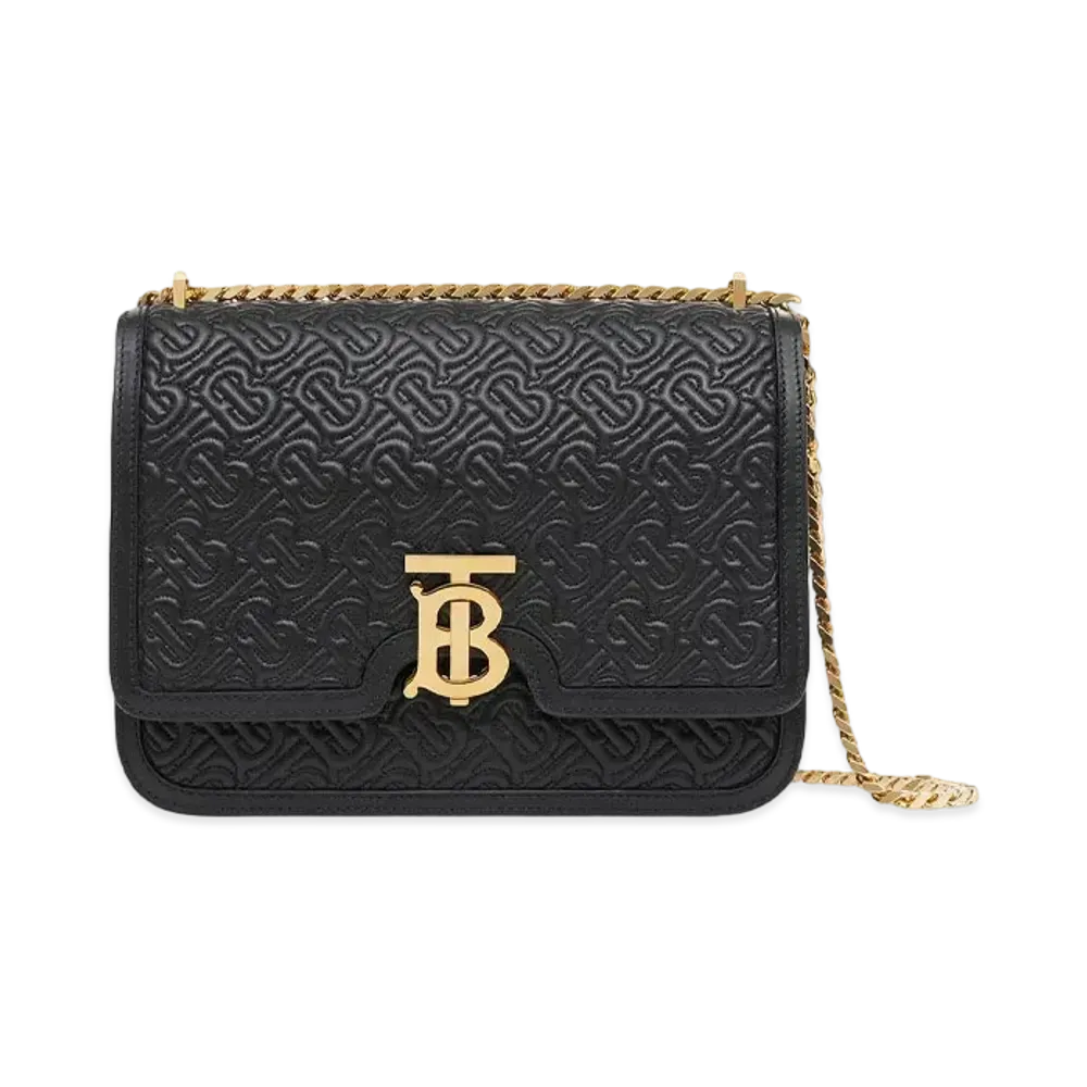 Burberry Small Quilted Monogram Lambskin TB Bag "Black"