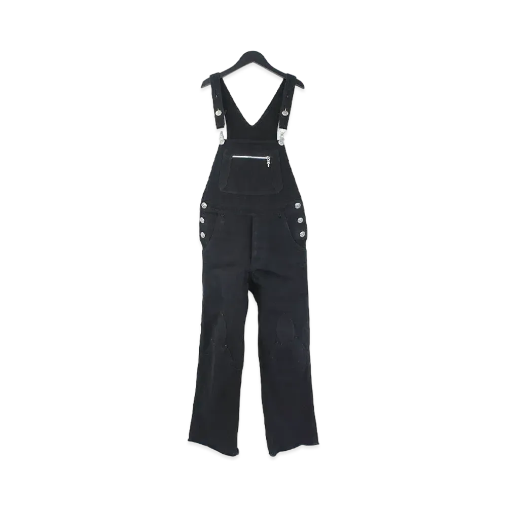 Chrome Hearts Horse Shoe Button Denim Overall "Black/Silver"