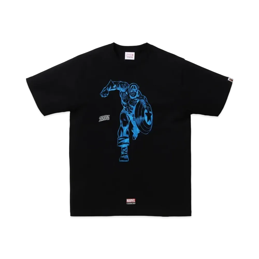 A BATHING APE CAPTAIN AMERICA TEE "Black"