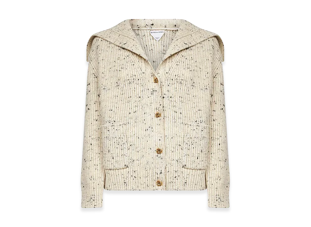 Bottega Veneta Women's Two-Tone Wool Blend Cardigan "White"
