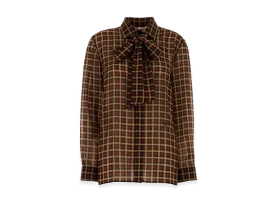 Saint Laurent Women's Embroidered Wool Shirt "Checked"
