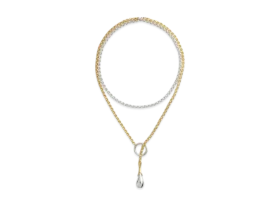 Bottega Veneta Drop Chain Necklace "Silver/Yellow Gold"