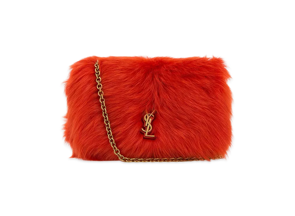 Saint Laurent Women's Fur Mini Jamie 4.3 Shoulder Bag "Orange"