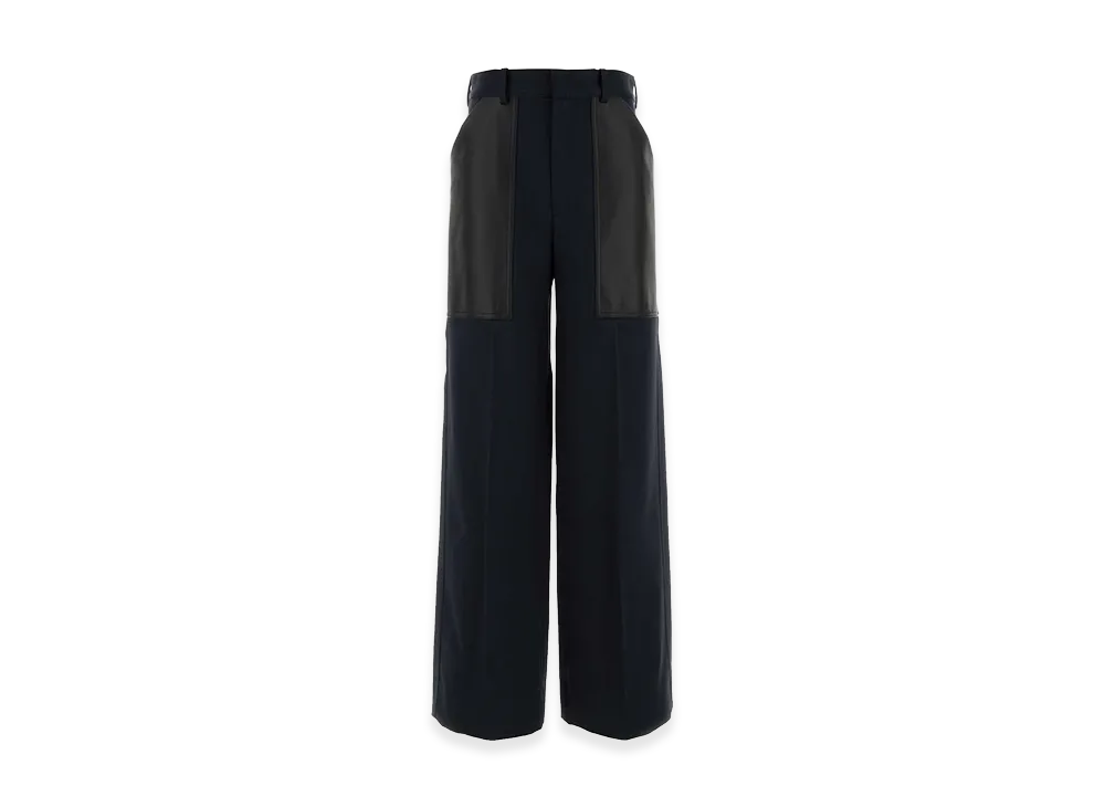 Bottega Veneta Women's Wool And Cotton Palazzo Pant "Dark Blue"
