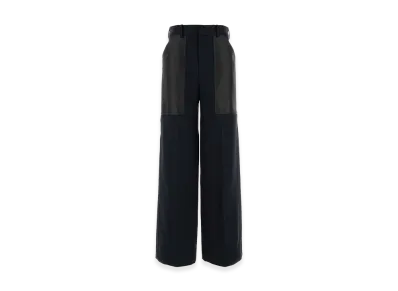 Bottega Veneta Women's Wool And Cotton Palazzo Pant "Dark Blue"