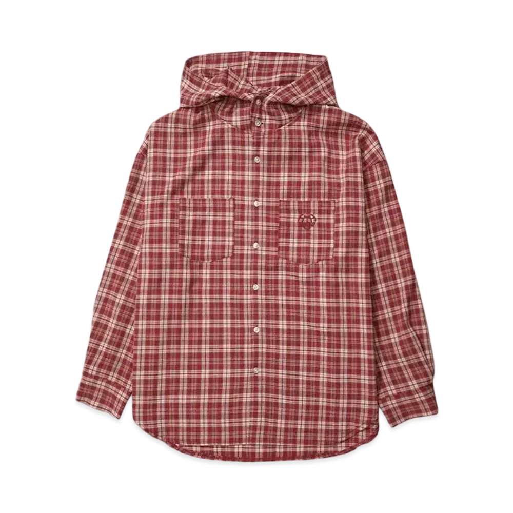 HTH check hood shirt "RED"
