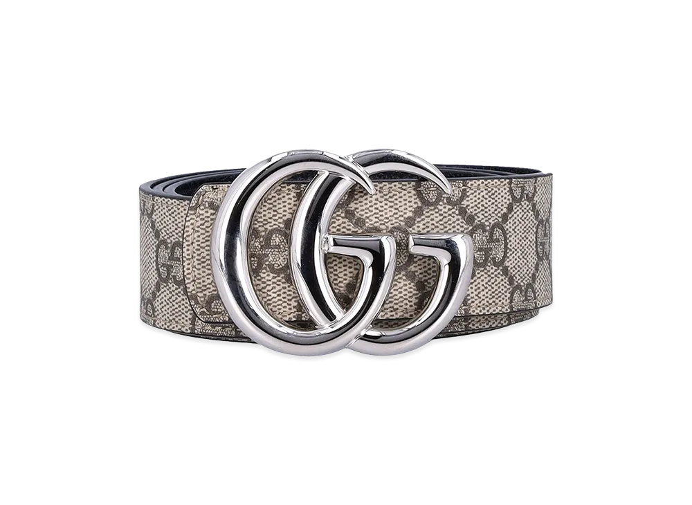 GUCCI GG Fabric Reversible GG Marmont Belt "Beige/Silver"