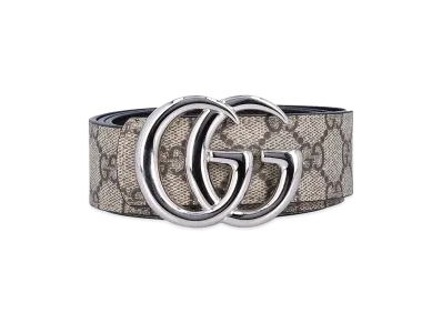 GUCCI GG Fabric Reversible GG Marmont Belt "Beige/Silver"