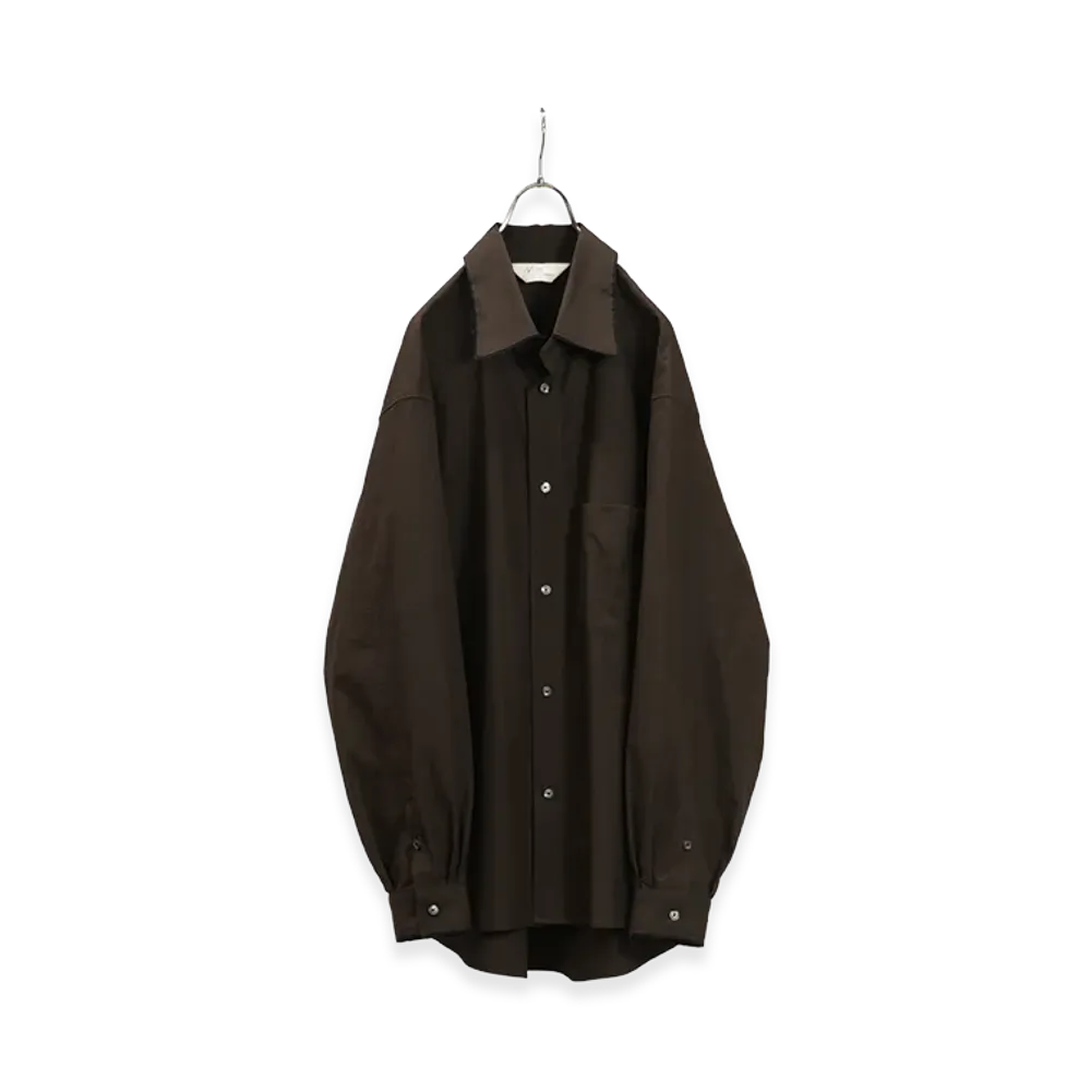 ANCELLM High-Count Frayed Over Shirt "Brown"