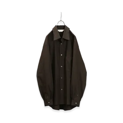 ANCELLM High-Count Frayed Over Shirt "Brown"
