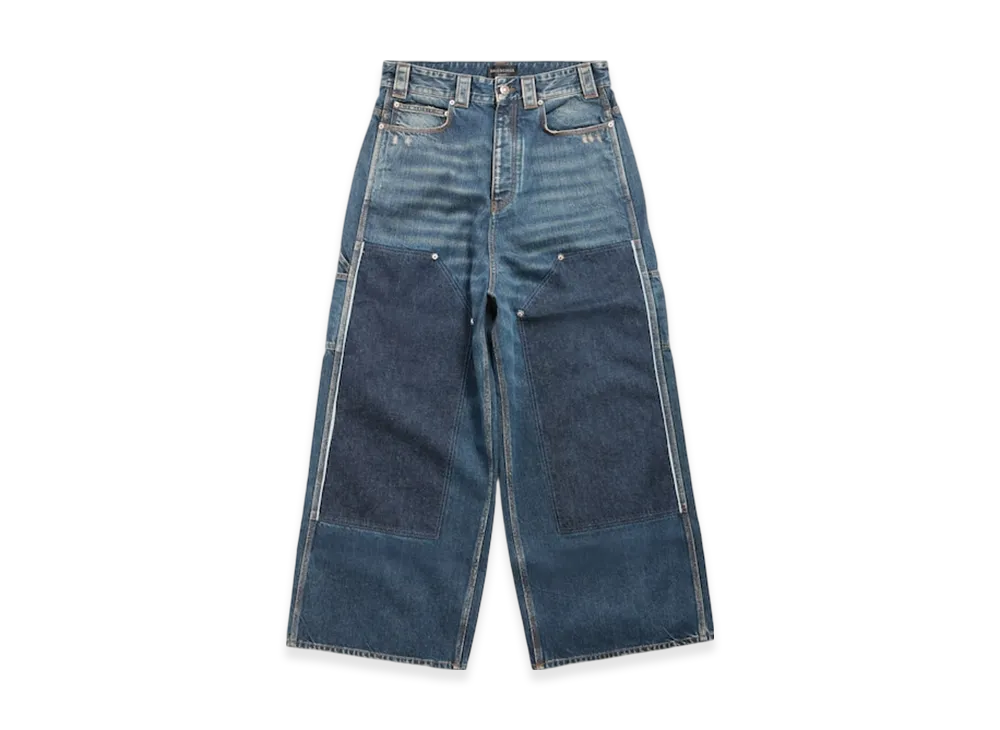 BALENCIAGA Men's Ripped Off Baggy Pants "Dark Blue"