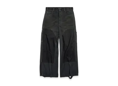 BALENCIAGA Men's Ripped Off Baggy Pants "Black/Green/Red"