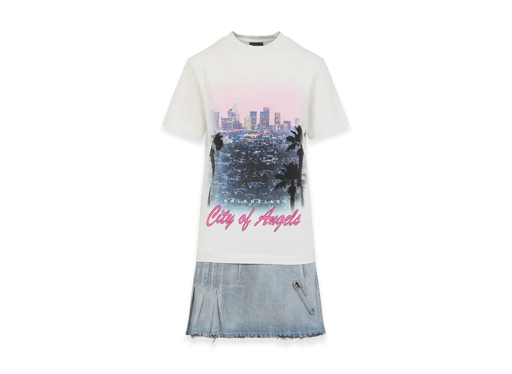 BALENCIAGA Women's Layered Mini Dress "Light Blue"