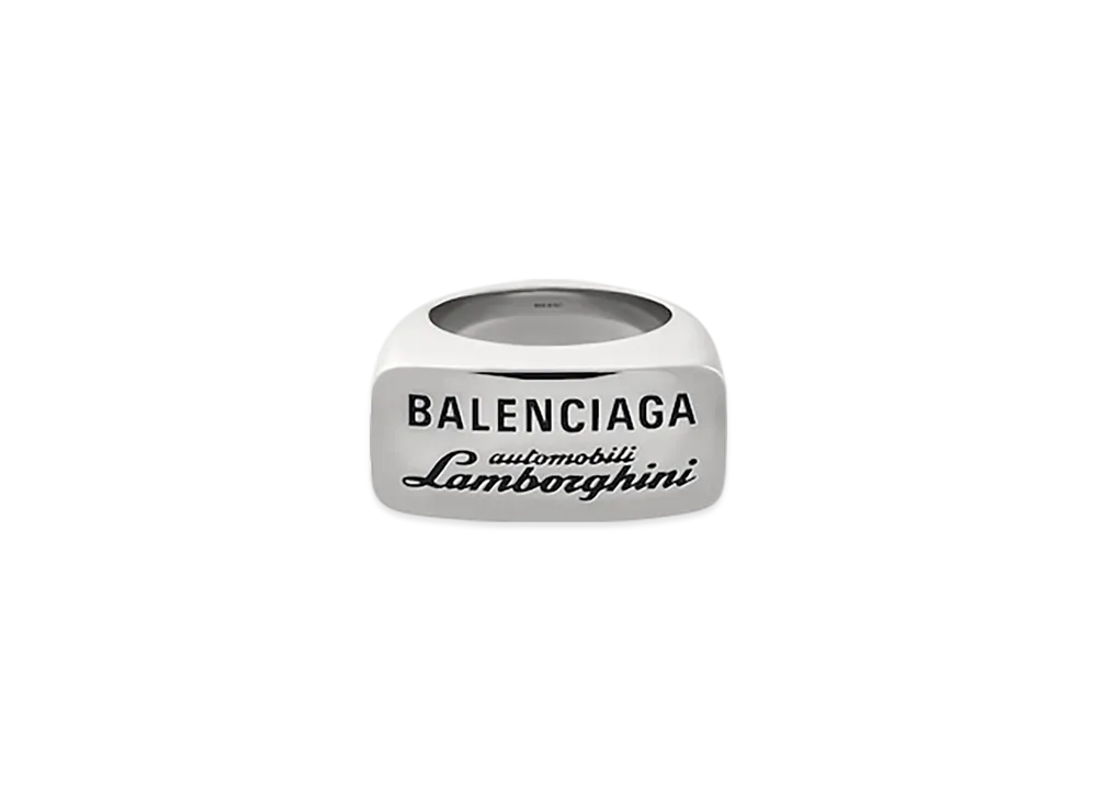 BALENCIAGA Automobili Lamborghini Signet Ring "Shiny Silver"
