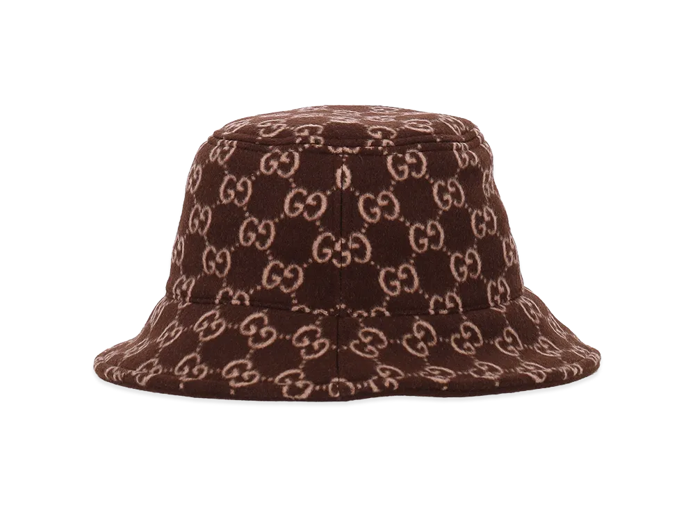 GUCCI Women's Embroidered Wool Blend Bucket Hat "Printed"