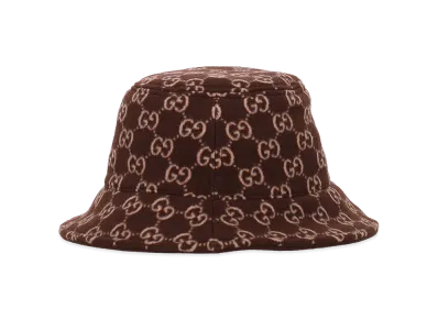 GUCCI Women's Embroidered Wool Blend Bucket Hat "Printed"