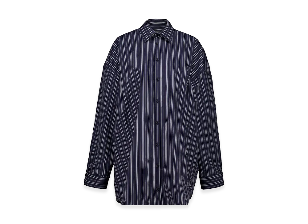 BALENCIAGA Women's Striped Mini Shirt Dress "Blue"