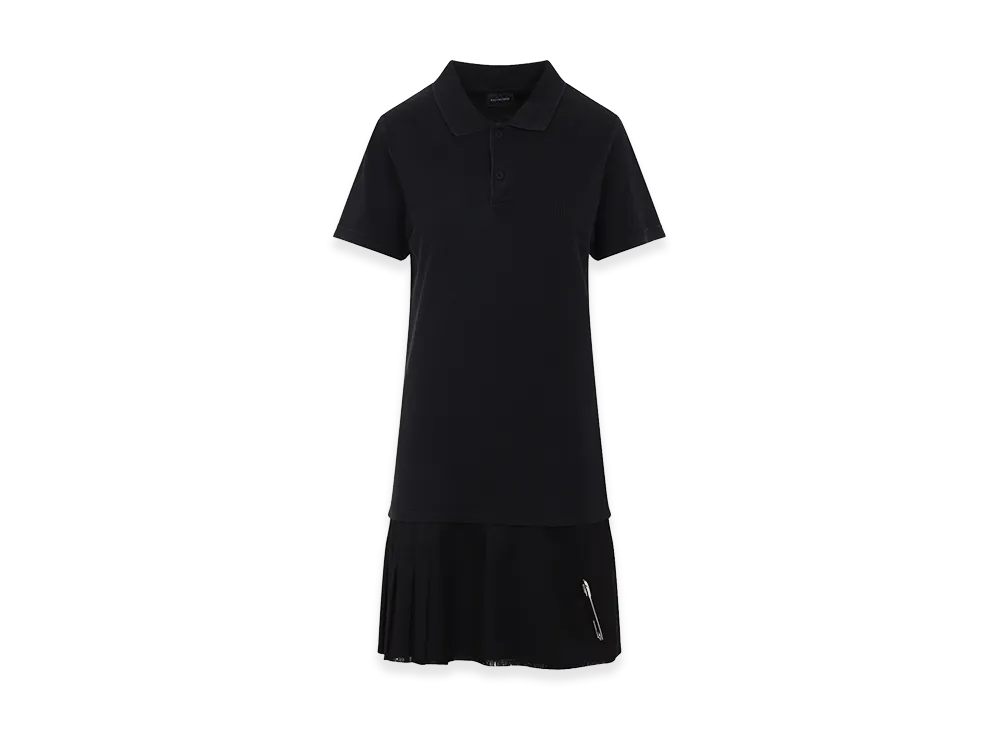 BALENCIAGA Women's Layered Polo Mini Dress "Black"