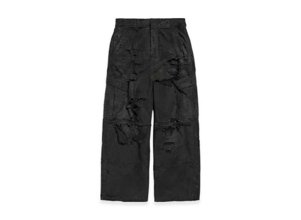 BALENCIAGA Men's Distressed Large Cargo Pants "Black"