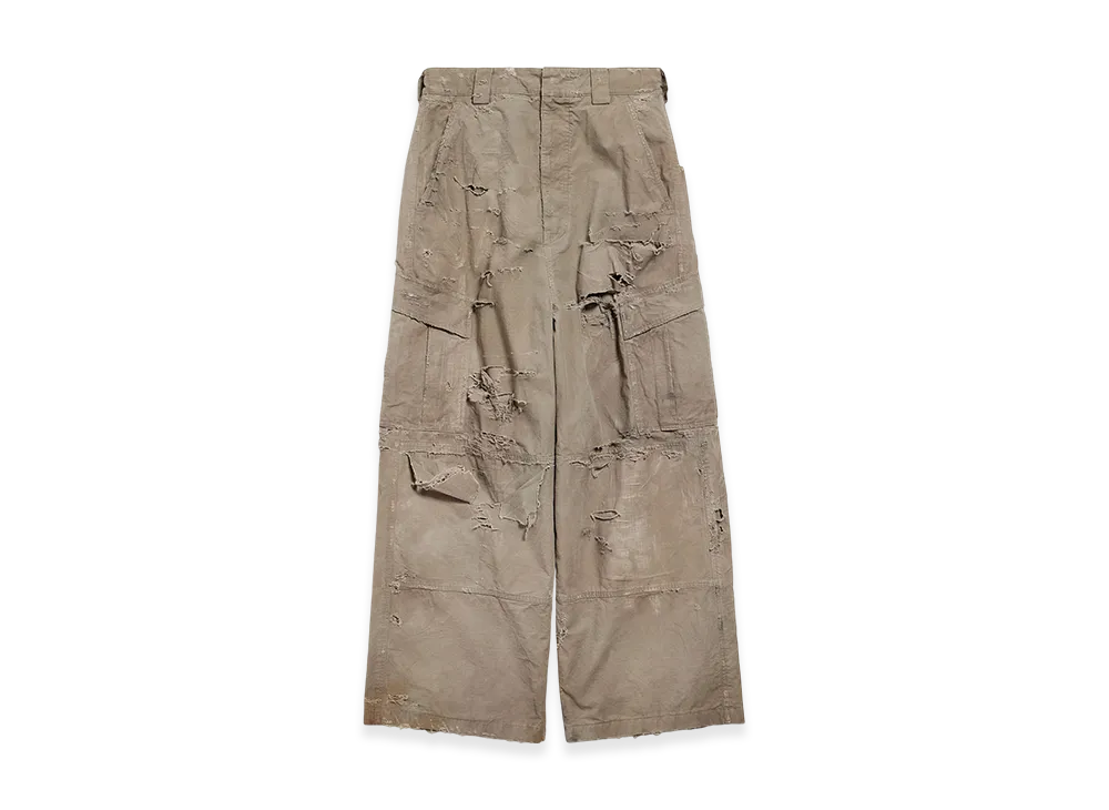BALENCIAGA Distressed Large Cargo Pants "Dark Beige"