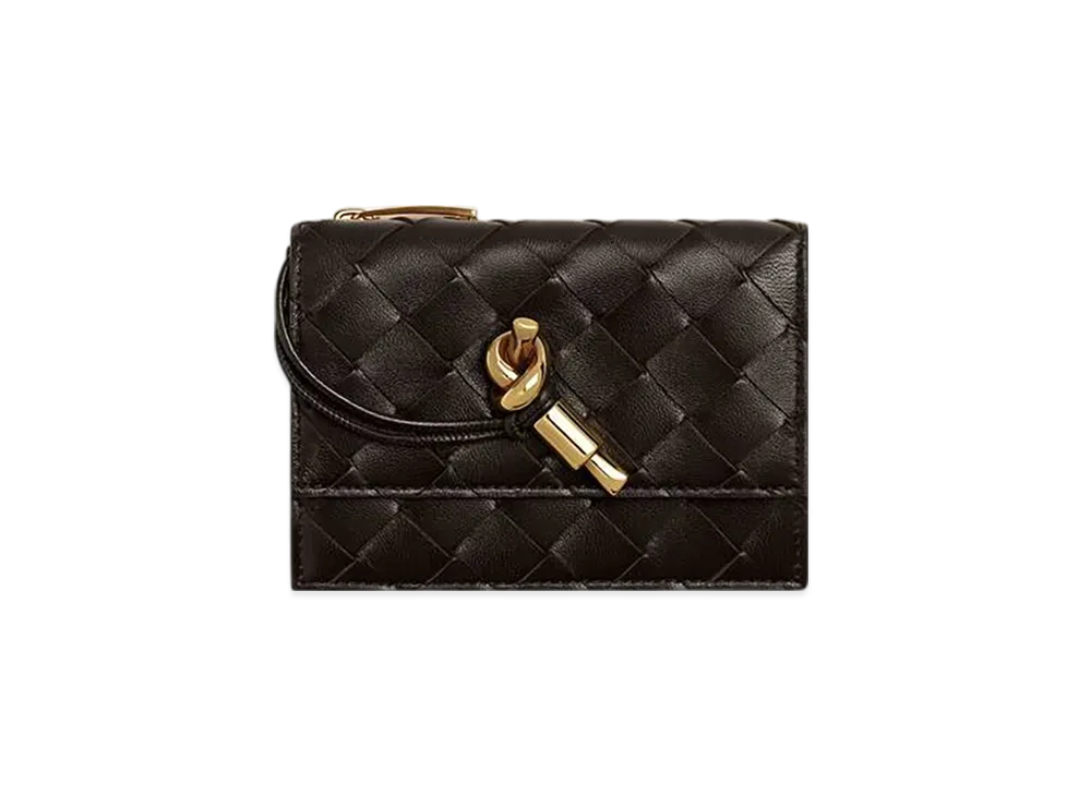 Bottega Veneta Andiamo Zipped Card Case "Fondente"