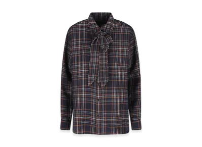 Saint Laurent Women's Bow Relaxed Shirt "Dark Blue"