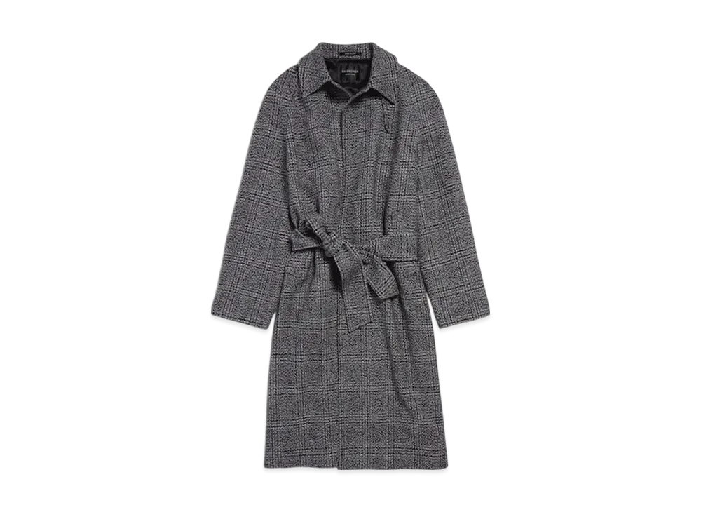 BALENCIAGA Women's One Layer Raglan Coat "Black/Grey"
