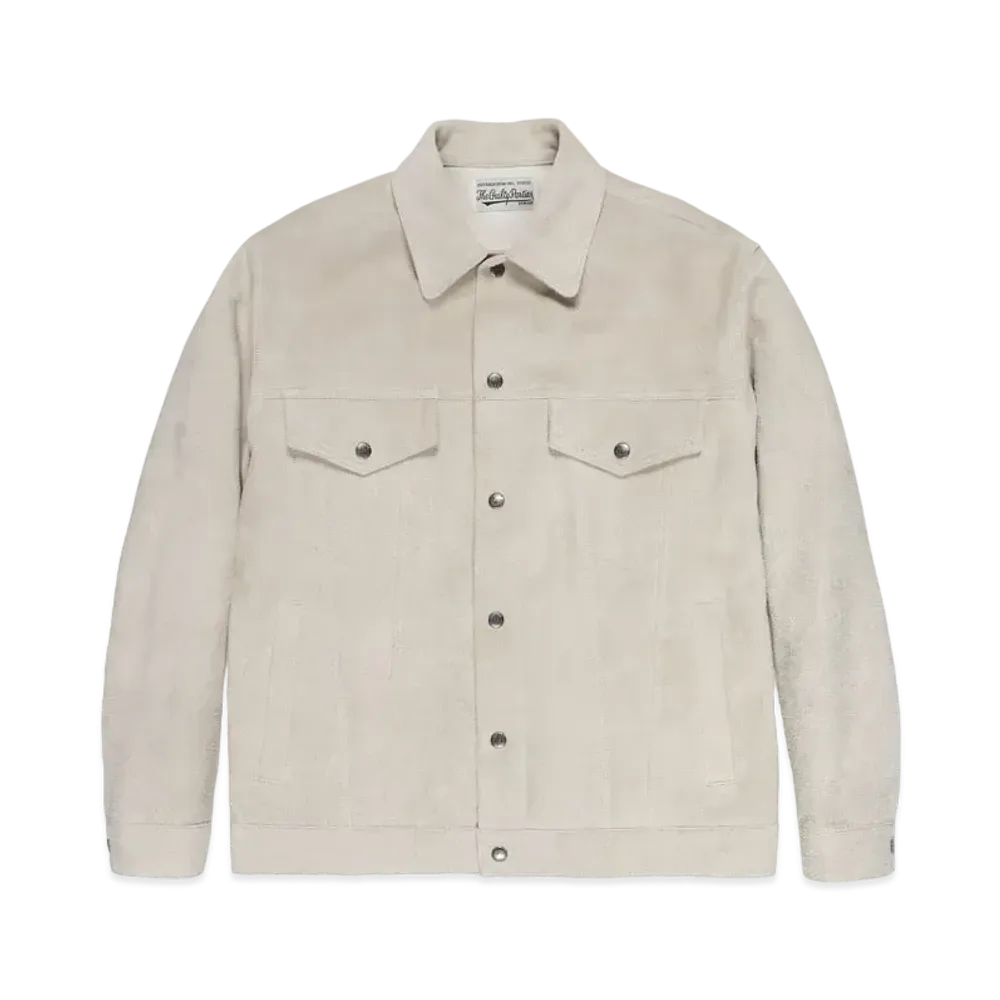 WACKO MARIA SUEDE LEATHER TRUCKER JACKET "Ivory"