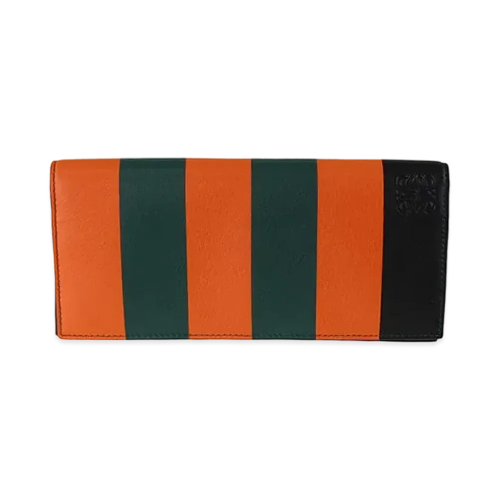 LOEWE Striped Leather Wallet ”Orange/Green/Black”
