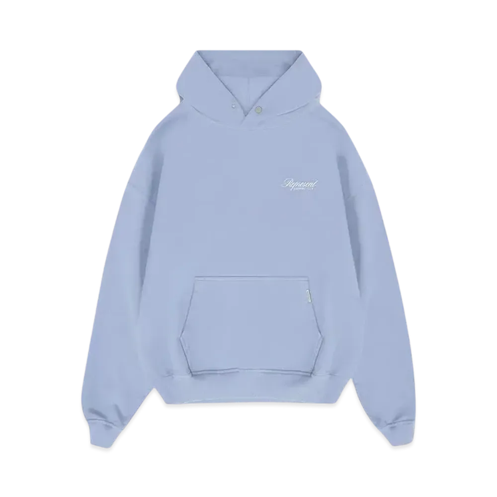 REPRESENT Owners Club Script Hoodie "Dusty Blue"