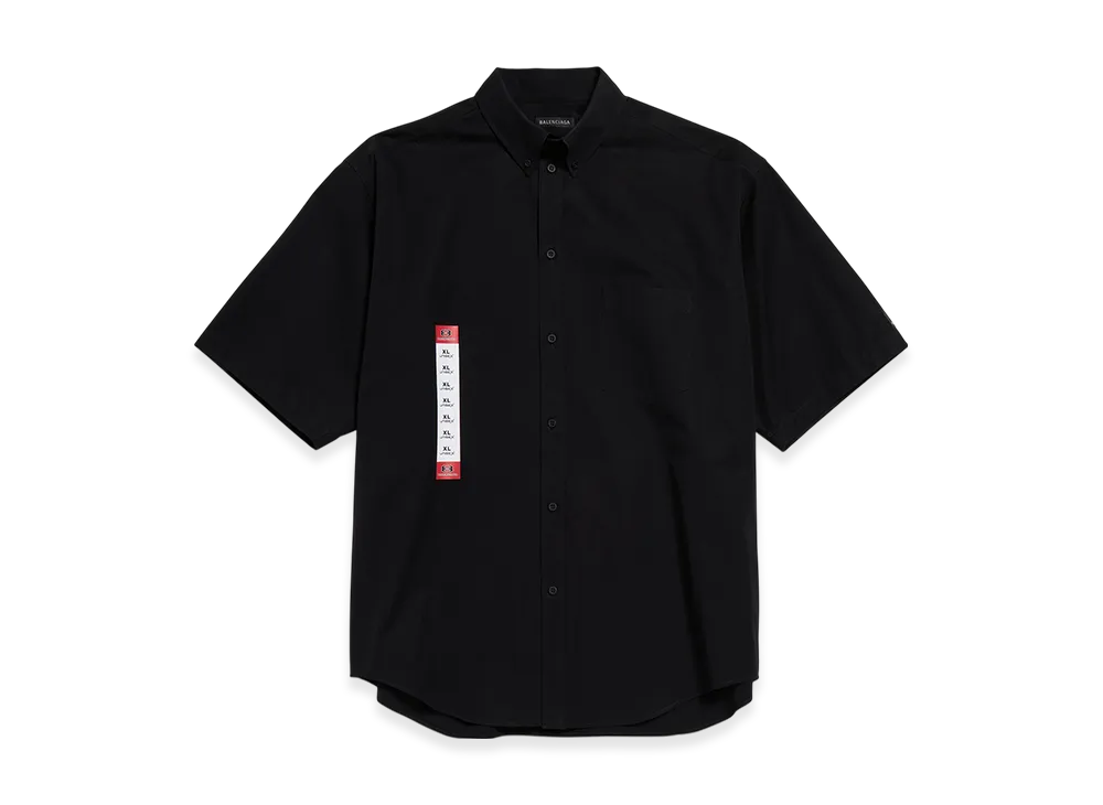 BALENCIAGA Men's Workwear Short Sleeve Large Fit Shirt "Black"