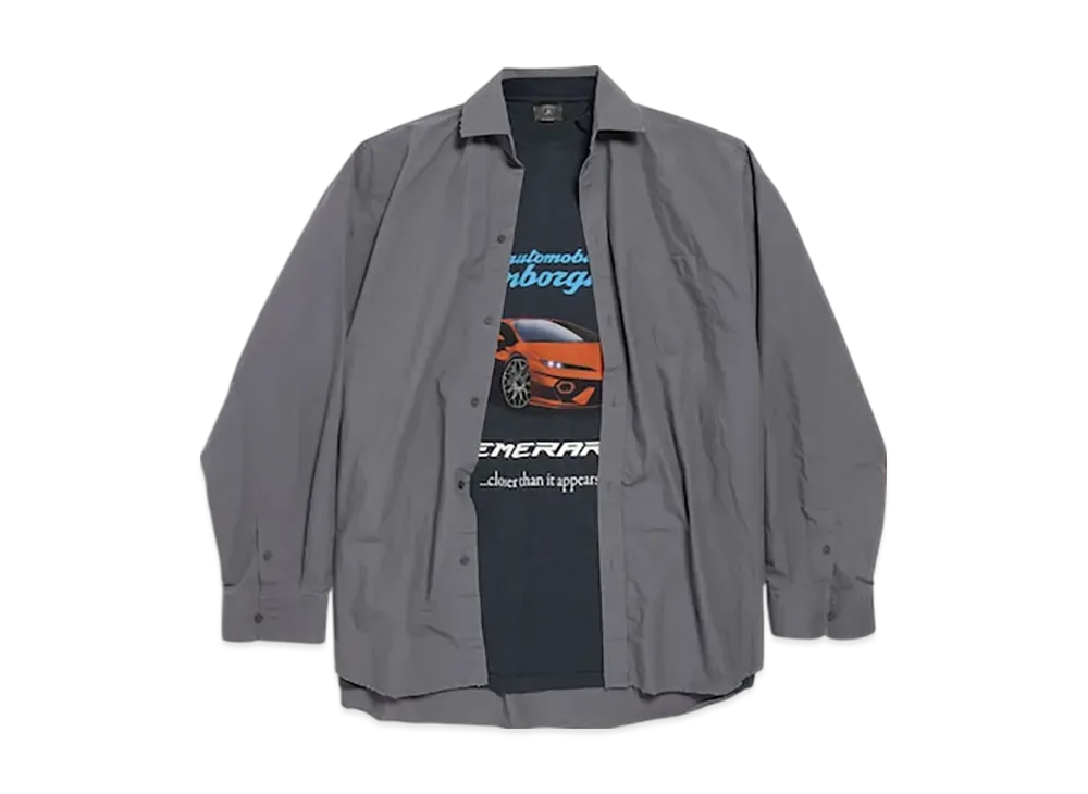 BALENCIAGA Automobili Lamborghini Men's Layered Shirt "Dark Grey"