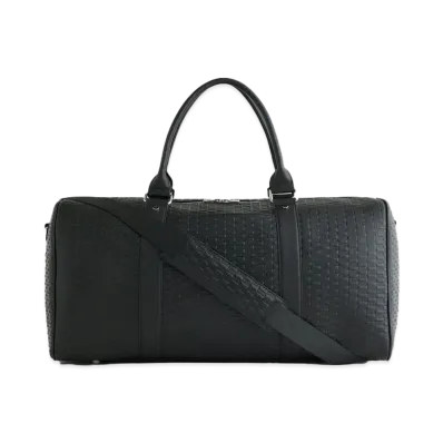 Kith Duffle Bag with Monogram Deboss in Saffiano Leather "Black"