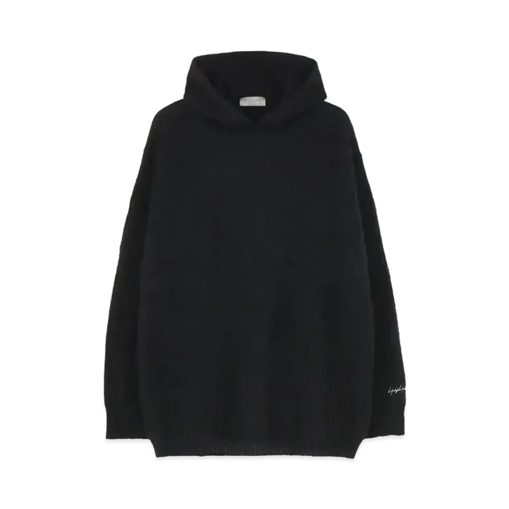 Yohji Yamamoto Pour Homme 5G TUCK PATTERN BRUSHED MOHAIR KNIT HOODIE "Black"