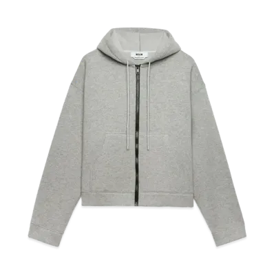 MSGM Scuba-Effect Hooded Sweatshirt "Gray"