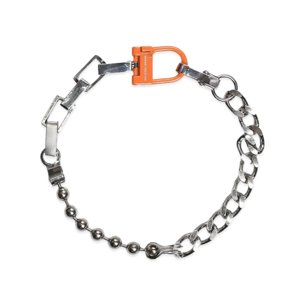HERON PRESTON MULTICHAIN SQUARE NECKLACE "SILVERxORANGE"