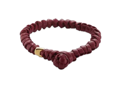 Bottega Veneta Knot Leather Bracelet "Dark Apple Candy"